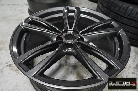 BMW G12 740Li 휠 상처 수리 후 건메탈 휠도색 + 블루 캘리퍼 도색 / 용인 처인구