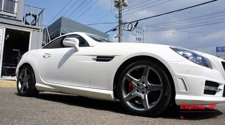 벤츠 SLK 350의 휠 상처수리 후 고스트크롬 휠도색 + AMG 레드 캘리퍼도색. / 용인 처인구