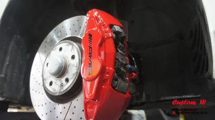 벤츠 A45 AMG 휠 상처 수리 후 블랙유광 휠도색 + 레드 AMG 캘리퍼도색. / 용인 처인구