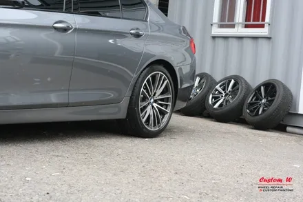 휠도색, 다이아몬드컷팅 휠수리로 건메탈 폴리쉬 형태로 휠체인지! BMW550I 휠 작업기. / 용인 처인구