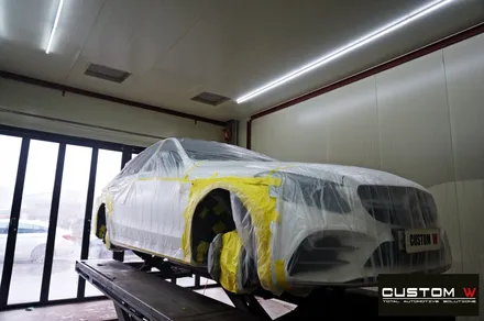 벤츠 C43 AMG 무광 블랙 실버 투톤 휠 + 골드 캘리퍼 도색 / 용인 처인구