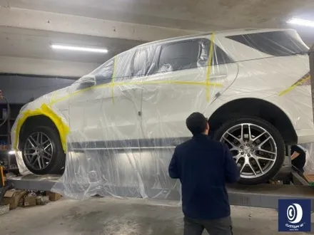 벤츠 GLE63 AMG 휠 도색 불량 재작업 약품 박리 제거 후, 사틴 블랙 + 실버 투톤 휠도색 + 레드 캘리퍼 도색 / 용인 처인구
