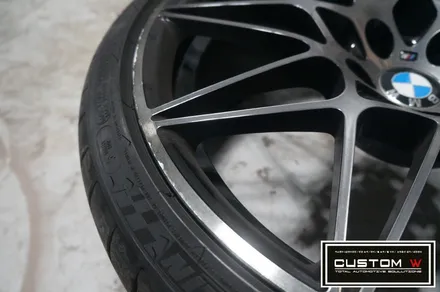 BMW M4 666M 휠 잘못된 휠수리 도색 이력 박리후, 블랙유광 휠도색 재작업. 그리고  레드 캘리퍼 도색 까지.! 커스텀W. / 용인 처인구