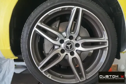 벤츠 W213 E300 AMG 라인 19인치 별휠 다이아몬드 컷팅 블랙 폴리시 작업, 캘리퍼 도색. / 용인 처인구