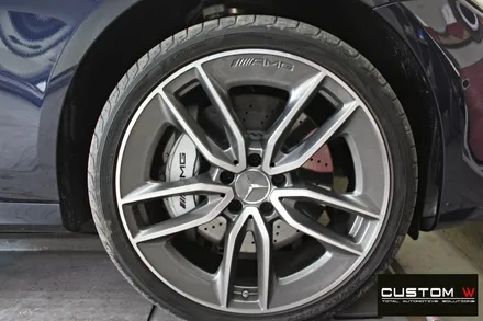 벤츠 E53 AMG 블랙실버 유광투톤 휠도색 + 레드 캘리퍼 도색 / 용인 처인구
