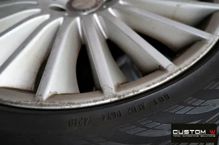 벤츠 S350d 잘못된 휠수리 도색 이력 약품 박리 및 휠 상처 수리 후 고스트 크롬 휠도색 + 블랙 캘리퍼 도색 / 용인 처인구