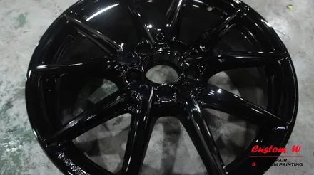 벤츠 A45 AMG 휠 상처 수리 후 블랙유광 휠도색 + 레드 AMG 캘리퍼도색. / 용인 처인구