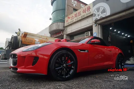재규어 F-TYPE 잘못 된 캘리퍼도색 다시 레드로 캘리퍼도색, 휠 상처수리 후 블랙유광 휠도색. / 용인 처인구