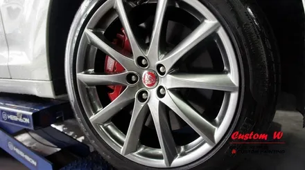 재규어 XJL 고스트크롬 휠도색과 레드 캘리퍼도색(로고 JAGUAR) / 용인 처인구