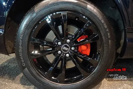 아우디 Q7 휠 상처수리 후 블랙유광 휠도색, 레드 캘리퍼도색(BREMBO로고) / 용인 처인구