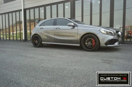 벤츠 A45AMG 블랙유광 휠도색 + 레드 캘리퍼도색. / 용인 처인구