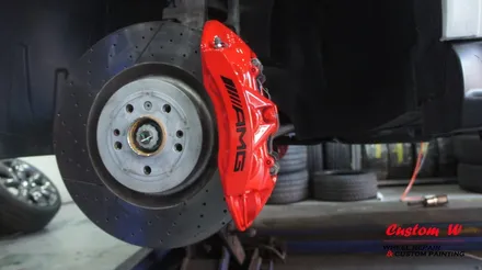 벤츠 AMG 라면 스포티한 블랙 휠과 레드 캘리퍼 조합을! 벤츠 GLE 63 AMG 블랙유광 휠도색, 레드 캘리퍼도색 작업기. / 용인 처인구
