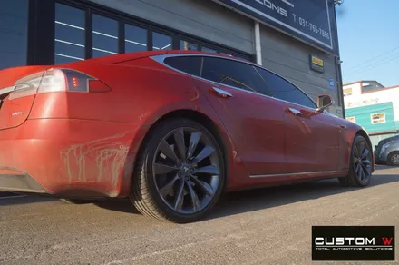 테슬라 모델S 100D 소닉 카본 휠 상처 수리 후, 휠복원 도색. / 용인 처인구
