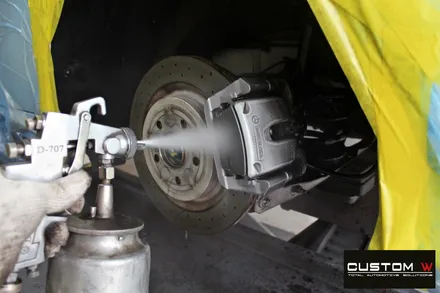벤츠 A45 AMG 무광 블랙실버 투톤 휠 + 골드 캘리퍼 도색 / 용인 처인구