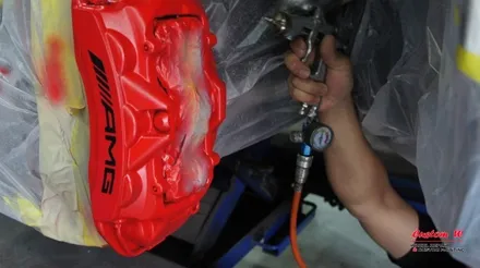 ML의 후속 벤츠 GLE 63AMG 다이아몬드컷팅 휠수리, 63S AMG 캘리퍼처럼 레드로 캘리퍼도색. / 용인 처인구