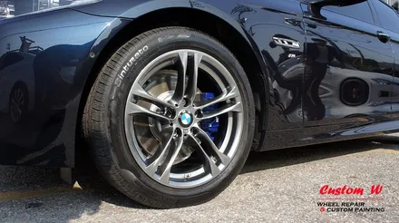 BMW 520D M에어로다이나믹프로의 휠이라면 고스트크롬 휠도색이 딱입니다(FEAT. 블루캘리퍼도색). / 용인 처인구