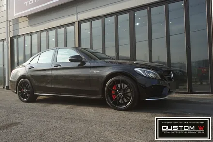벤츠 C43AMG 맷블랙 휠도색 + 레드 AMG 캘리퍼도색. / 용인 처인구