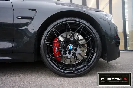 BMW M4 666M 휠 잘못된 휠수리 도색 이력 박리후, 블랙유광 휠도색 재작업. 그리고  레드 캘리퍼 도색 까지.! 커스텀W. / 용인 처인구