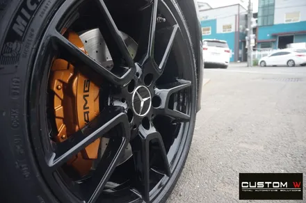 벤츠 C43 AMG 쿠페 하이그로시 블랙 검정 유광 휠도색 그리고 캘리퍼 도색 작업까지.! 커스텀W / 용인 처인구
