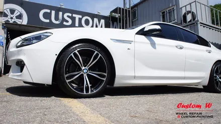 BMW 640D 차량에 장착 중인 잘못된 휠 수리이력의 M5 휠 다이아몬드컷팅 휠수리로 블랙 폴리시 휠 만들기! / 용인 처인구
