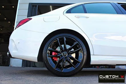 벤츠 C43 AMG 블랙유광 휠도색 + 레드 캘리퍼 도색 / 용인 처인구