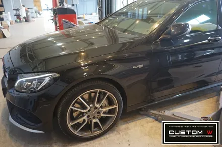 벤츠 C43AMG 맷블랙 휠도색 + 레드 AMG 캘리퍼도색. / 용인 처인구