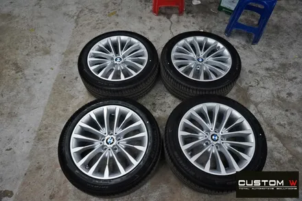 BMW G30 530i 블랙유광 휠 도색, M 퍼포먼스 블루 캘리퍼 도색 / 용인 처인구
