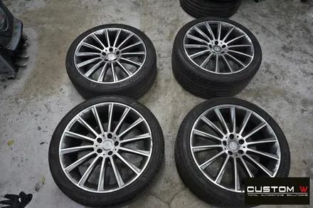 벤츠 S350d 블랙유광 휠 도색 + 레드 캘리퍼 도색 / 용인 처인구