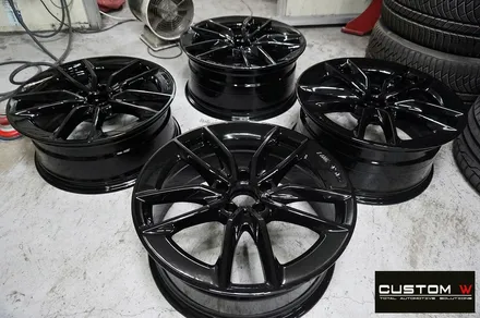 벤츠 C43 AMG 블랙유광 휠도색 + 레드 캘리퍼 도색 / 용인 처인구