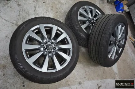 벤츠 GLC350e 휠 상처 수리 후 블랙유광 휠도색 + 카본 세라믹 골드 캘리퍼 도색 / 용인 처인구