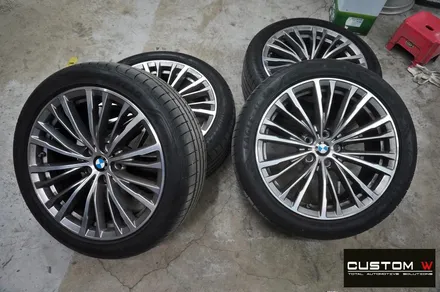 BMW 신형 3시리즈 G20 320d 블랙유광 휠도색 + 레드 캘리퍼 도색 / 용인 처인구