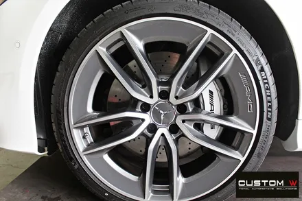 벤츠 E53 AMG  블랙 실버 유광 투톤 휠도색 + 레드 캘리퍼 도색 / 용인 처인구