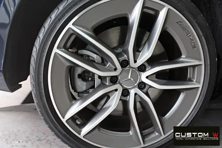 벤츠 E53 AMG 블랙실버 유광투톤 휠도색 + 레드 캘리퍼 도색 / 용인 처인구