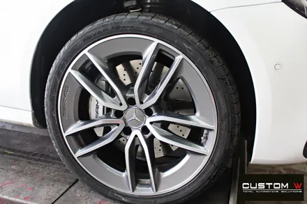 벤츠 E53 AMG 블랙실버 유광 투톤 휠도색 + 레드 캘리퍼 도색 / 용인 처인구