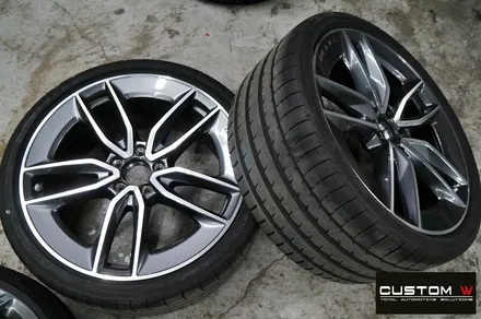 벤츠 E53 AMG 블랙 실버 투톤 유광 휠도색 + 레드 캘리퍼 도색 / 용인 처인구
