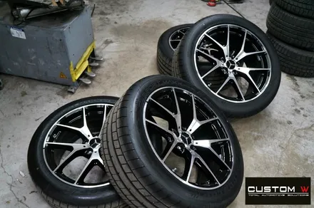 벤츠 GLC43 AMG 블랙 실버 유광 투톤휠 + 카본 세라믹 골드 캘리퍼 도색 / 용인 처인구