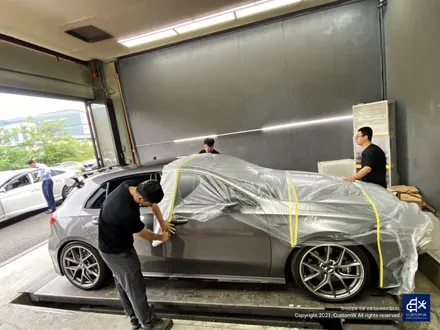 벤츠 A45 AMG BBS CIR 블랙 실버 투톤 유광 휠도색 + 레드 캘리퍼 도색 / 용인 처인구