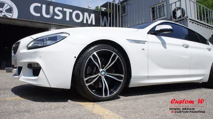 BMW 640D 차량에 장착 중인 잘못된 휠 수리이력의 M5 휠 다이아몬드컷팅 휠수리로 블랙 폴리시 휠 만들기! / 용인 처인구