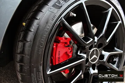 벤츠 C43 AMG 굴절 수리 후 블랙유광 휠도색 + 레드 캘리퍼 도색 / 용인 처인구