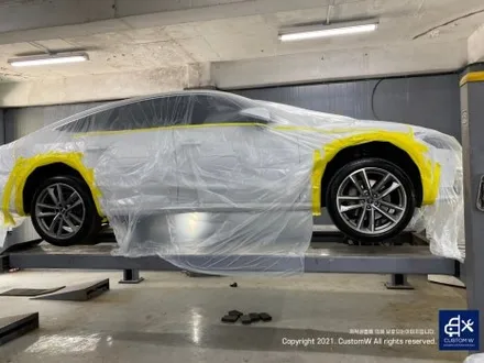 아우디 A7 50TDI 20인치 휠 상처 수리 후, 다이아몬드 커팅 가공을 이용한 블랙 폴리시 휠 커스텀 도색 작업 그리고 레드 캘리퍼 도색 작업까지_! / 용인 처인구