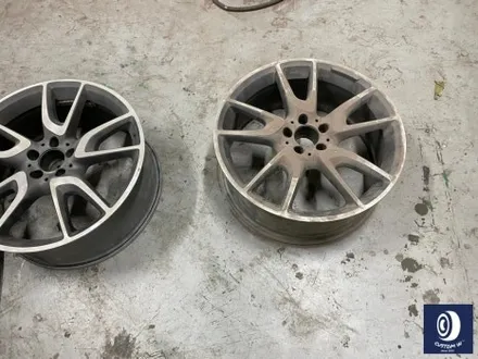 벤츠 W213 E43 AMG 휠 상처 수리 후 사틴 블랙 (무광 검정 / 매트 블랙) 휠 복원 도색 + 카본 세라믹 골드 캘리퍼 도색 / 용인 처인구