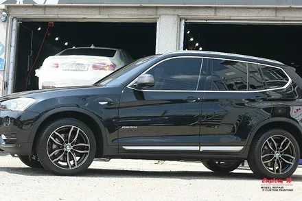 BMW X3 M팩 휠을 다이아몬드컷팅 휠수리와 블랙클리어를 활용해서 M4 블랙폴리쉬 휠 처럼 만들다. / 용인 처인구
