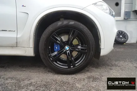 BMW X5 지저분하고 부식 녹 심한 캘리퍼 도색  , 블랙유광 휠도색 / 용인 처인구