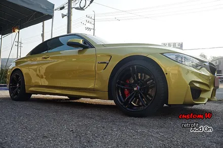 BMW M4 437M휠 상처수리 후 블랙유광 휠도색 + 레드 캘리퍼도색. / 용인 처인구