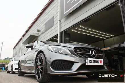 벤츠 C43 AMG 굴절 수리 후 블랙유광 휠도색 + 레드 캘리퍼 도색 / 용인 처인구