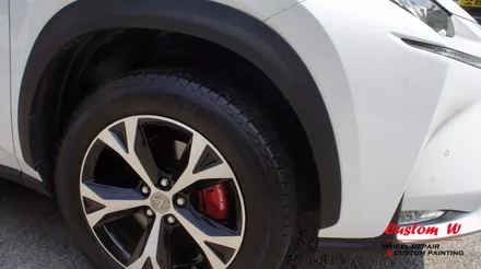 렉서스의 하이브리드 SUV NX300H 다이아몬드컷팅 휠수리로 블랙폴리시 휠 만들고 레드 캘리퍼도색. / 용인 처인구