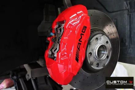 벤츠 E300 AMG LINE 블랙유광 휠 도색 + 레드 캘리퍼 도색 / 용인 처인구
