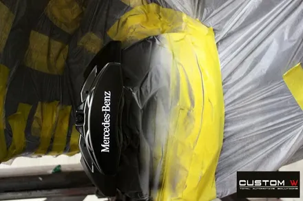 벤츠 S350d 잘못된 휠수리 도색 이력 약품 박리 및 휠 상처 수리 후 고스트 크롬 휠도색 + 블랙 캘리퍼 도색 / 용인 처인구