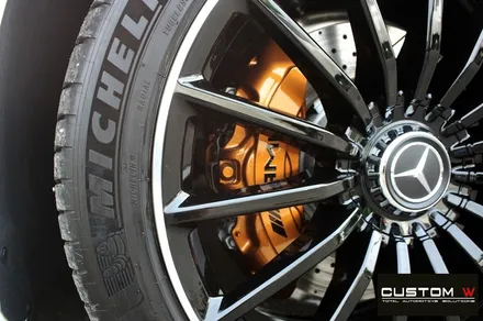 벤츠 GT43 AMG 블랙 실버 투톤 유광 휠도색 + 카본 세라믹 골드 캘리퍼 도색 / 용인 처인구