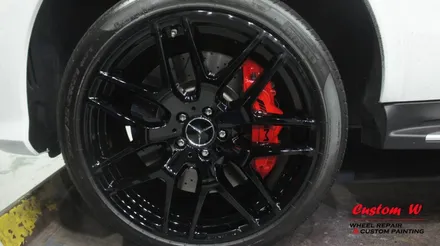 벤츠 AMG 라면 스포티한 블랙 휠과 레드 캘리퍼 조합을! 벤츠 GLE 63 AMG 블랙유광 휠도색, 레드 캘리퍼도색 작업기. / 용인 처인구